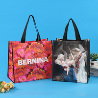 Bolsa de compras tejida personalizada, bolsa de regalo portátil para supermercado con publicidad, bolsa de tela duradera