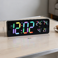 Décoration d'intérieur, réveil intelligent éducatif BT, lumière colorée, grand écran, réveil à distance, LED RVB, affichage de la température, horloge de bureau lumineuse