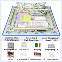 Ensemble de Mahjong Américain pour les Fêtes de Noël, Tuiles de Mahjong en Acrylique à 4 Couches, Accessoires Complets avec Supports de Mahjong, Tapis de Table et Sac