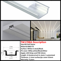 Profilé en aluminium 6063-T5 série 6000, argent, noir, blanc, LED, diffuseur opale en forme de U encastré, bande LED 12 mm, éclairage de meuble