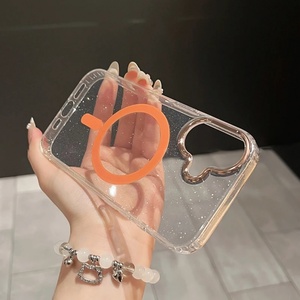 เคสโทรศัพท์แบบไร้สายเคลือบหรูหรา ประดับกลิตเตอร์ สำหรับ iPhone 12 13 14 15 16 17 Pro Max Plus  แบบแม่เหล็ก  ใส  วิบวับ  แข็งแรง - Product Image 4
