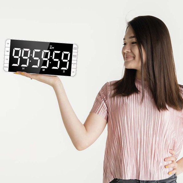 Large Square Plastic Display Digital Timer with Countdown Stopwatch Function for Gym Classroom Kitchen Use