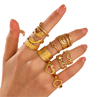 18k Vergoldete Edelstahl-Ringe Gliederkette Offene Geometrische Gedrehte Breite Verstellbare Ringe für Damen-Schmuck