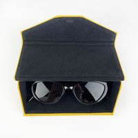 Étui à lunettes en cuir PU haut de gamme, boîte à lunettes de soleil pliable tendance, sac portable, protecteur de lunettes triangulaire
