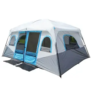 8 10 12 Orang Acara Tenda Keluarga Besar Camping Tahan Air Kabin Outdoor Dua Kamar Tidur Satu Hidup RoomTent