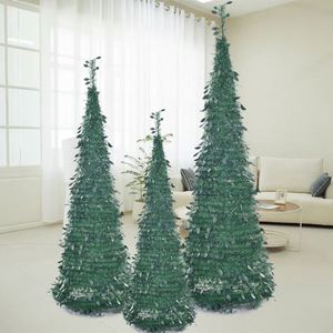 Pop-<b>up</b> Christmas Tree Green PVC Foldable Christmas Tree Round Pagoda Artificial Christmas Tree Holiday Decoration - Product Image 1