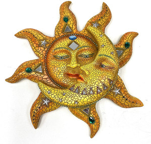Placas Polyresin Naranja Mosaico Cara Sol con <span class=keywords><strong>Luna</strong></span> Mosaico Amarillo, 13" - Product Image 1