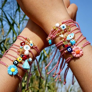 Braccialetti intrecciati con varie perle <span class=keywords><strong>malocchio</strong></span> per uomini donne Lucky Red String coppia intrecciata a mano braccialetti da <span class=keywords><strong>preghiera</strong></span> regolabili - Product Image 5