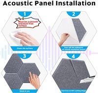 Panneaux insonorisants hexagonaux feutre PET en fibre de polyester Panneau mural acoustique hexagonal auto-adhésif pour décoration