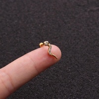 Vente en gros de bijoux pour le cartilage, boucles d'oreilles de piercing, en forme de fleur, avec CZ transparent, PVD, couleur lobe, plantes, animaux, hélice, conque, rook, tragus