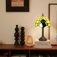 Lampe de chevet moderne en vitrail, best-seller, lampe de table artisanale personnalisée pour filles, cadeaux d'anniversaire pour enfants, lampe chat jaune