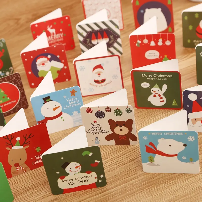 Tarjeta de Navidad creativa Dibujos animados estereoscópicos para niños Lindo Mini sobre de tarjeta plegable para Navidad Solo postal