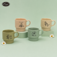 Ensemble de tasses à café empilables SWT avec support métallique, emballage personnalisé OEM, ensemble de tasses en céramique