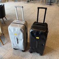 Valise rigide de luxe unisexe classique en PC, design concave-convexe, roues multidirectionnelles universelles, grande capacité, silencieuse, exportée du Royaume-Uni
