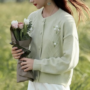 Cardigã Feminino de Tricô com Gola O e Manga Morcego, Abotoamento Simples, Casual, Coleção Outono Inverno 2025 Coreano - Product Image 5