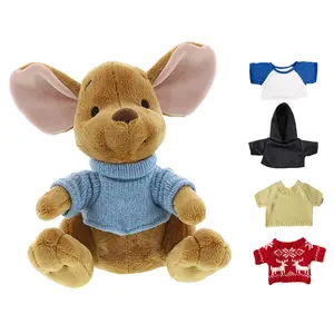 European standard cute stuffed animal baby kangaroo plush toy with sweater wholesale custom LOGO soft plush kangaroo