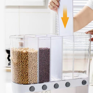 High Quality Cereal Rice Storage Container Grain Dispenser Kitchen Plastic Dry Food Dispenser Grain Storage Box