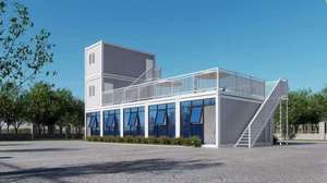 Contenedor de Construcción Rápida de 2 Pisos con Escaleras, Cortina de Vidrio, Oficina de Lujo, Casa Prefabricada, Casas Móviles Prefabricadas - Product Image 4
