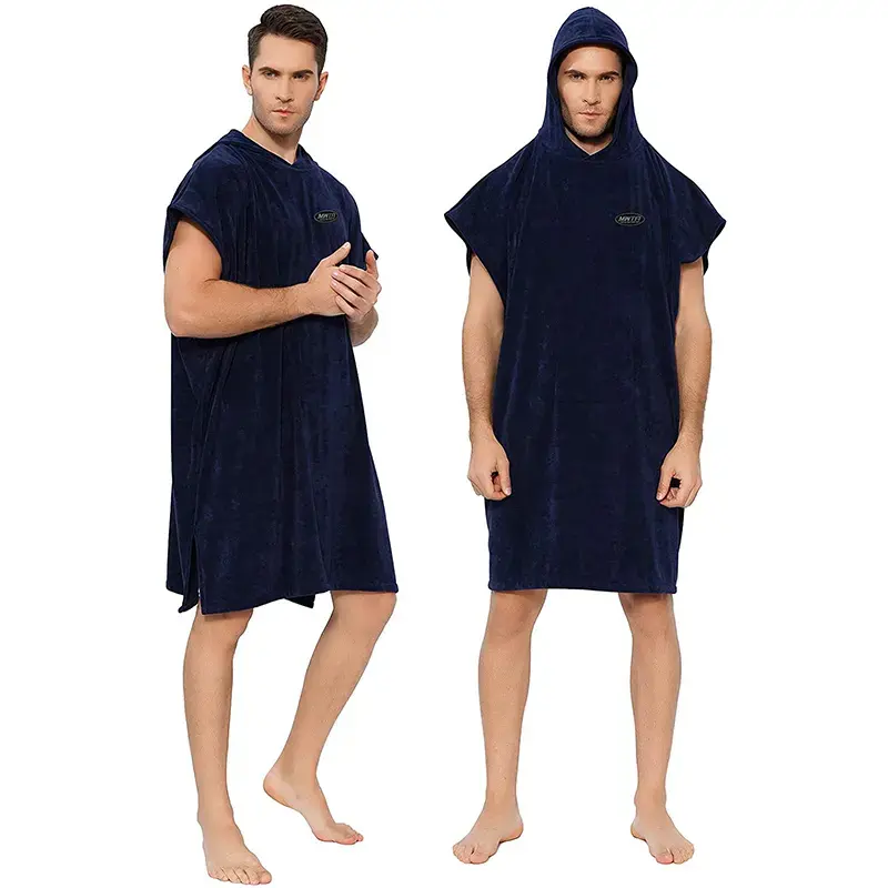 ผ้าขนหนูปอนโชสำหรับผู้ใหญ่เสื้อคลุมชายหาดมีฮู้ดผ้าคอตตอน100% มีฮู้ดเสื้อคลุมชายหาดแบบปรับแต่งได้