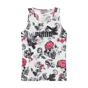 Camiseta sin mangas Puma para mujer con estampado floral blanco, ropa deportiva - Product Image 1