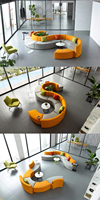 Ensemble canapé-salon moderne incurvé en forme de S pour hôtel et hôpital pour maison, bureau, appartement, couverture en tissu à base métallique convertible