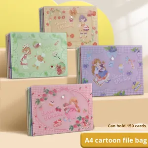 A4 <span class=keywords><strong>sac</strong></span> de documents de dessin animé mignon pour étudiant avec bouton-pression <span class=keywords><strong>sac</strong></span> de papier de test épaissi de bureau d'archives de stockage simple en PP - Product Image 5