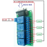 CE039 Carte relais 4 canaux RS232 12V CC avec contrôle à distance USB UART DB9 pour maison intelligente, porte de garage, alarme de voiture, moteur agricole