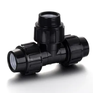 Irrigation Black PP Compression Fitting t joint pipe tee connector