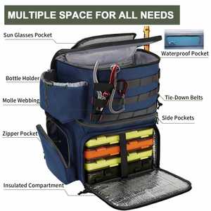 Mochila de Pesca Resistente al Agua con Compartimento Refrigerado Aislado, Almacenamiento para Alimentos y Cebo, Porta Cañas Incluidos - Product Image 3
