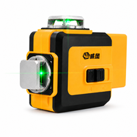 Niveau laser vert Huake 4x360° à lignes croisées et 3 points, sonde de 1 mm, pour bricolage, trépied, compartiment de bagages, avec batterie pour alignement horizontal