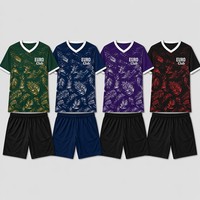 Maillot de football EURO Club Tropical Leaf à sublimation intégrale, col en V, personnalisable avec nom et numéro, 100 % polyester, faible MOQ