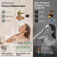 Système de douche encastré carré en laiton doré brossé à 2 fonctions, ensemble de douche pluie pour projets d'aménagement de salles de bain d'hôtels