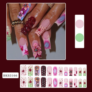 Faux ongles détachables 3D en relief, motifs floraux colorés, style européen et américain, pré-conçus, style Ins, pour nail art transfrontalier - Product Image 2