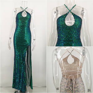 ชุดเดรสงานพรอมสำหรับผู้หญิงเดรสงานปาร์ตี้เปิดหลังแขนกุดผ่าข้างดีไซน์ล่าสุด - Product Image 6