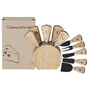 चारक्यूटेरी बोर्ड सहायक उपकरण स्टेनलेस स्टील ब्लेड स्प्रेडर चाकू सेट पनीर मक्खन स्लाइसर पर्यावरण के अनुकूल लकड़ी के हैंडल धारक - Product Image 2