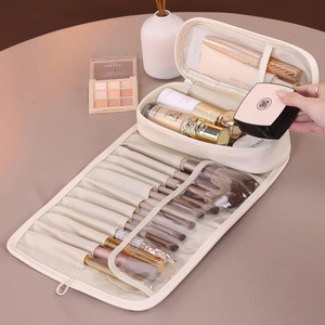 Borsa Organizer Portatile con Divisori, Grande Capacità, Impermeabile in PU, per Pennelli da Trucco, Multi Scomparto, Custodia da Viaggio per Cosmetici - Product Image 4