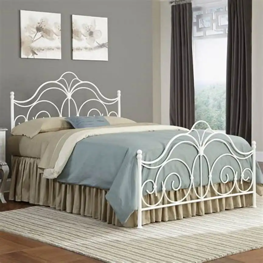 Marco de cama de metal, plataforma Simple, cabecero de cama de hierro, tamaño queen, cama doble para dormir, barato, venta al por mayor