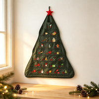 Weihnachtskalender Countdown 24 Tage Taschen Weihnachtsmann Baum Leinwand für Neujahrsgeschenk Stoff-Organizer Festliche Feiertagsdekoration