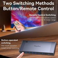 VegGieg HDMI 2.0 4K 60Hz Conmutador 5x1, Selector HDMI de 5 Puertos con Control Remoto IR y Cable de Alimentación USB, Molde Privado, Conexión en Caliente