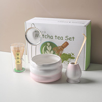 Kit de Cérémonie du Matcha Personnalisé Style Japandi 2026 Fait Main – Ensemble Cadeau de 4/5/7/8 Pièces en Céramique avec Bol à Matcha et Support Chasen
