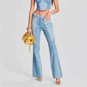 กางเกงยีนส์ดีไซน์ใหม่คุณภาพสูงสำหรับฤดูร้อน สไตล์ลำลอง เซ็กซี่ เอวต่ำ ล้างสีแบบแอซิด แต่งลายปะติด ทรงขาบาน - Product Image 2