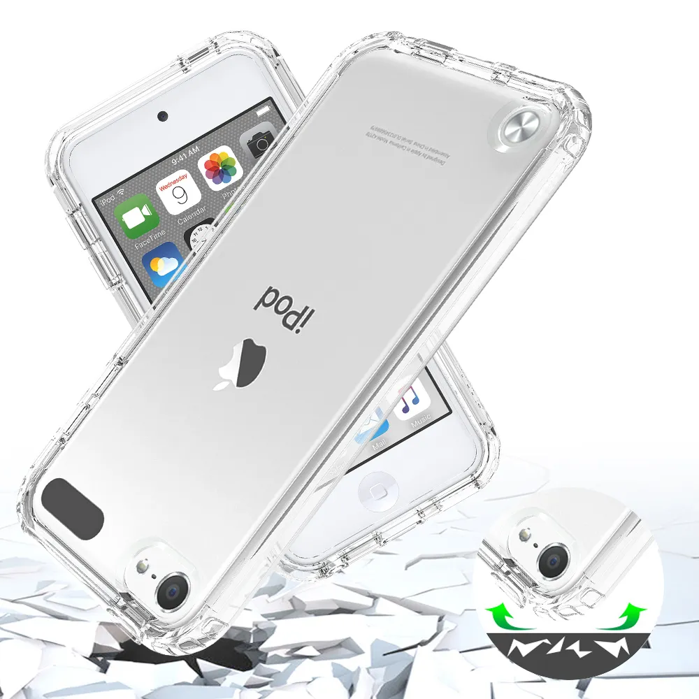 For iPod Touch 5 6 7 Case, 2FT Drop Test Shockproof Transparent TPU Mobile Back Case For iPhone 5 5S 6S 7 8 Plus