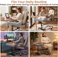 Chaise de bureau mobile et confortable pour animaux de compagnie, réglable en hauteur, avec roulettes, en laine et métal, amovible et lavable, pour chats