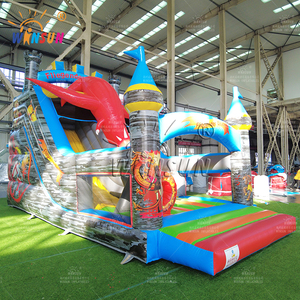 WINSUN Château gonflable à thème pour adultes et enfants, toboggan gonflable Happy Castle, toboggan sec en PVC pour parc sportif, jardin, couleur personnalisée - Product Image 4