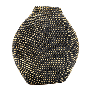 Vaso in Ceramica Moderno con Perline Nero e Oro, Vaso Decorativo per Fiori per Soggiorno, Camera da Letto, Ufficio, Arredamento Casa - Product Image 3