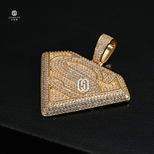 Pendentifs Hip Hop en argent 925 plaqué or, sertis de pierres, en forme de S, avec pierre principale en moissanite - Product Image 3