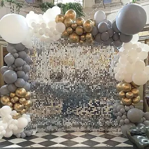China Supplier Wholesale Square Round Sequin Shimmer Wall Panels Stage Decoration Shimmer Backdrop For Wedding Party Events