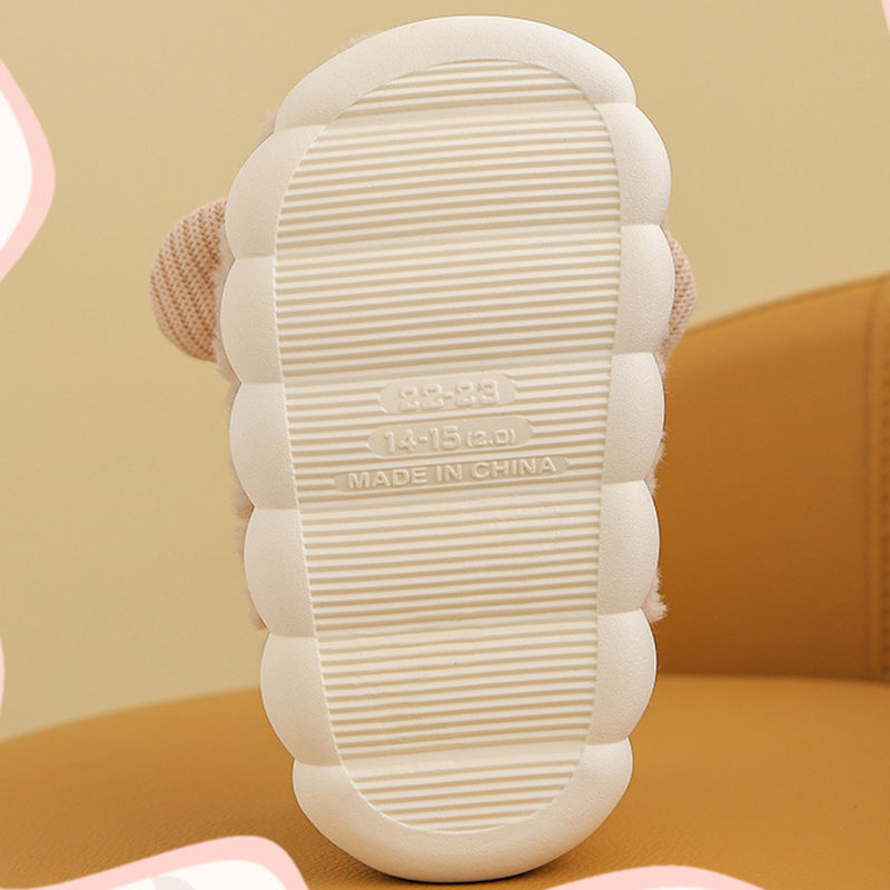 HONOUR ME Cute Papa Mommy Kids Pantuflas Warm Terry Face Slides