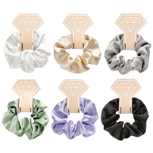 Paquete de Tarjetas Personalizadas con Coleteros Brillantes y Lujosos para el <span class=keywords><strong>Cabello</strong></span>, Accesorios de Coleteros Brillantes para Niñas en Tonos Morado, <span class=keywords><strong>Rojo</strong></span> y Marrón, Coleteros de Seda y Satén - Product Image 1