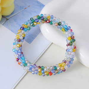 Mode verre cristal perles de rocaille rouleau <span class=keywords><strong>Bracelet</strong></span> à la main élastique corde népal <span class=keywords><strong>Crochet</strong></span> Splashy cheveux Headrope bande pour les femmes - Product Image 3
